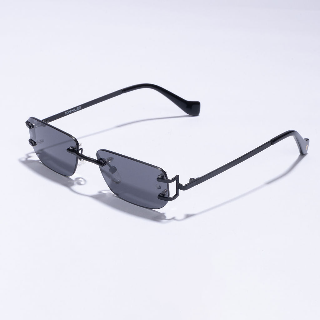 Tom Miller Select 011 rectangle sunglasses, black frame, black lens