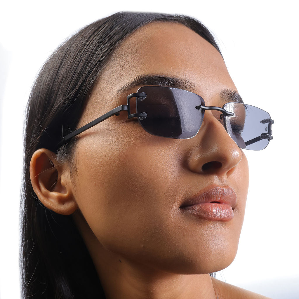 Tom Miller Select 011 rectangle sunglasses, black frame, black lens