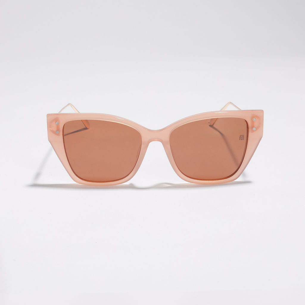 Tom Miller Elite 012 cat eye sunglasses, gold & pink frame, brown lens