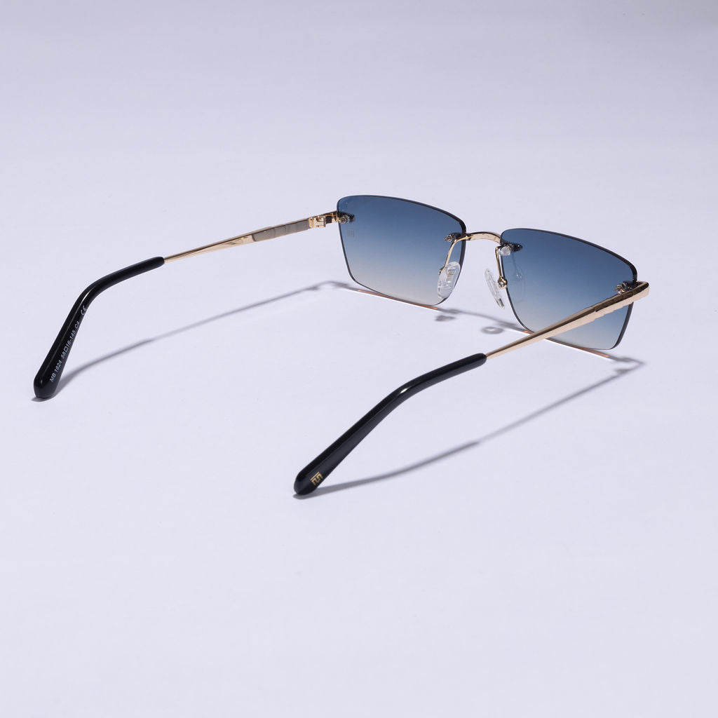 Tom Miller Select 003 rectangle sunglasses, gold frame, blue lens
