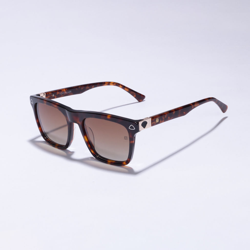Tom Miller Elite 005 square sunglasses, tortoise frame, brown lens