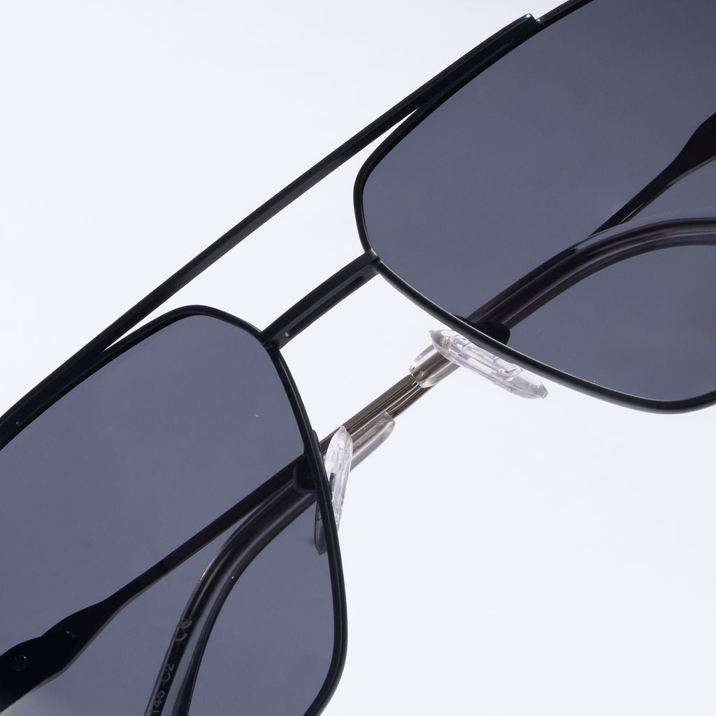 Tom Miller Elite 007 square sunglasses, black frame, black lens #Frame Color_Black / Black Lens