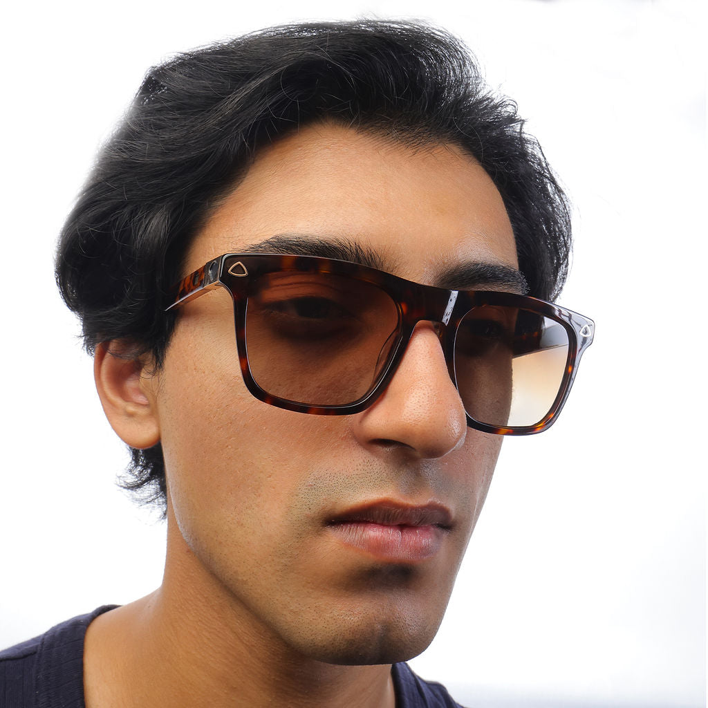 Tom Miller Elite 005 square sunglasses, tortoise frame, brown lens