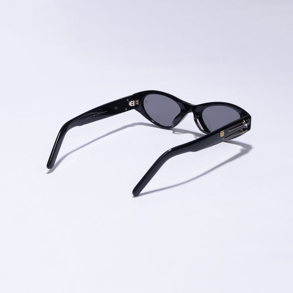 Tom Miller Elite 010 oval sunglasses, black frame, grey lens