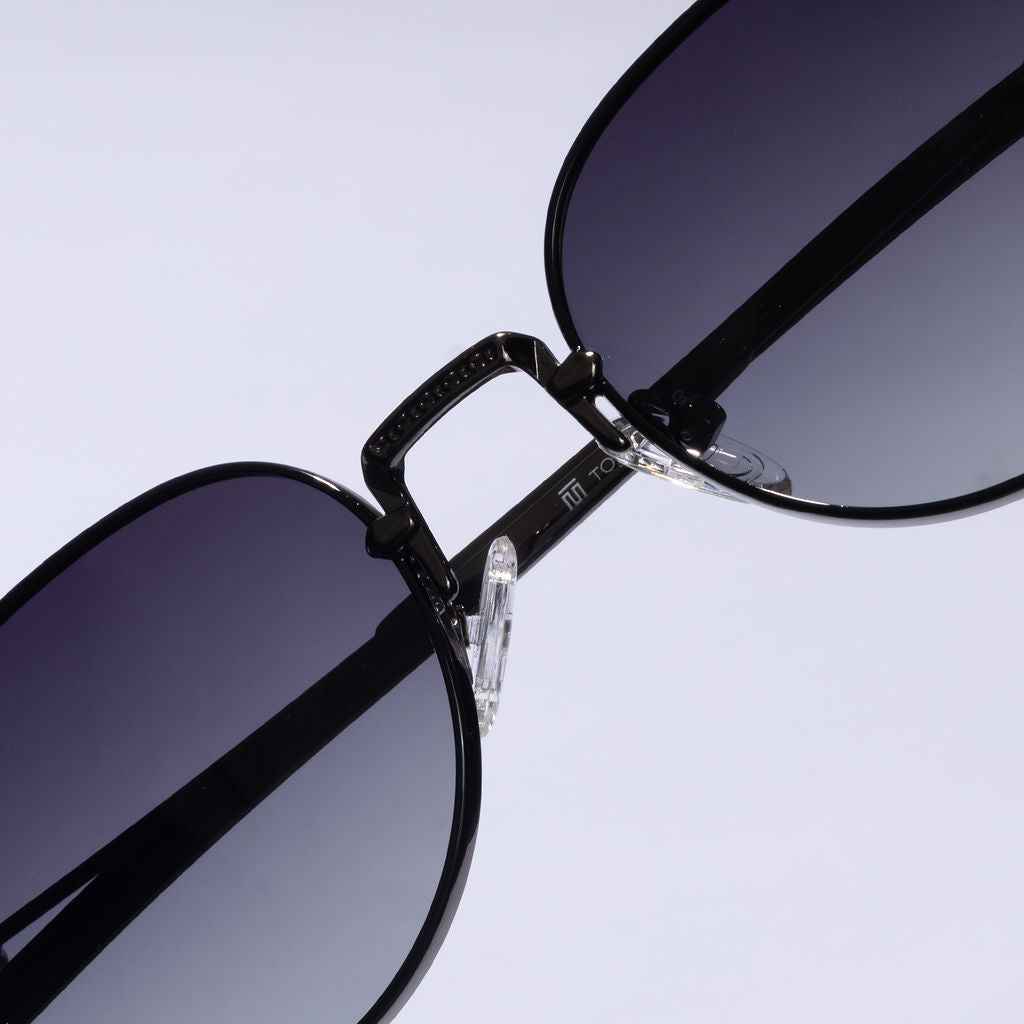 Tom Miller Select 005 round sunglasses, gunmetal frame, grey lens #Frame Color_Gun Metal / Grey