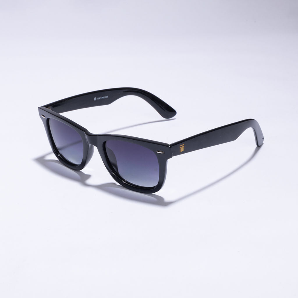 Tom Miller Essential 003 wayfarer sunglasses, black frame, grey lens