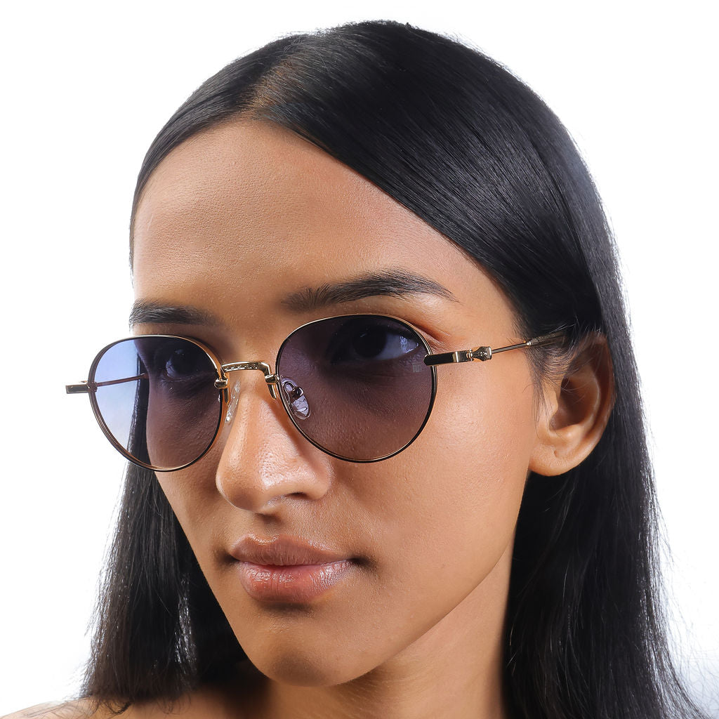 Tom Miller Select 005 round sunglasses, gunmetal frame, grey lens #Frame Color_Gun Metal / Grey