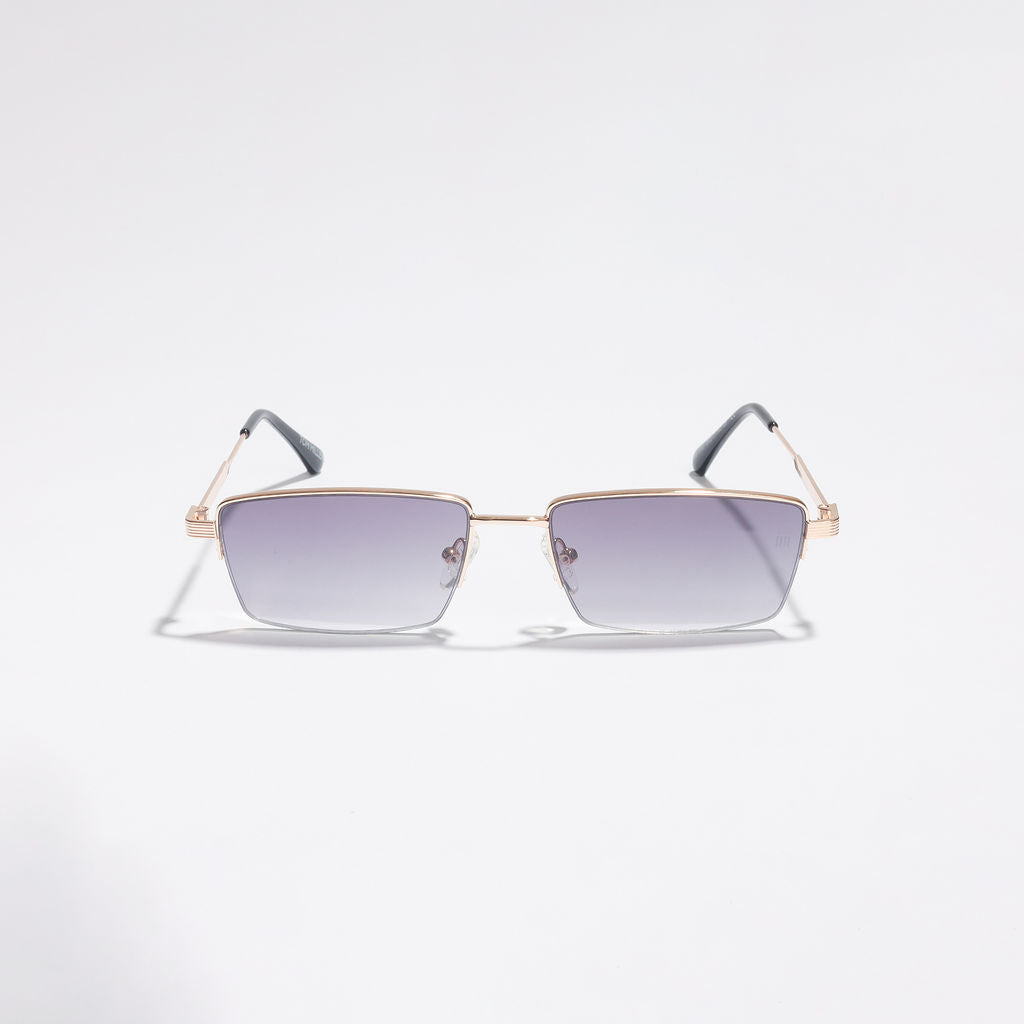Tom Miller Select 001 rectangle sunglasses, gold frame, grey lens #Frame Color_Gold / Grey Lens