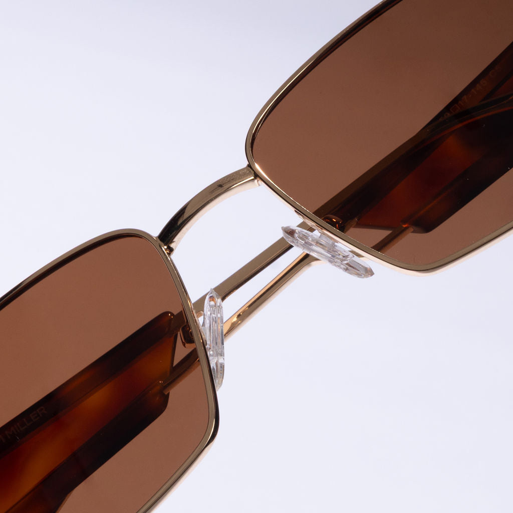 Tom Miller Elite 004 rectangle sunglasses, gold frame, brown lens