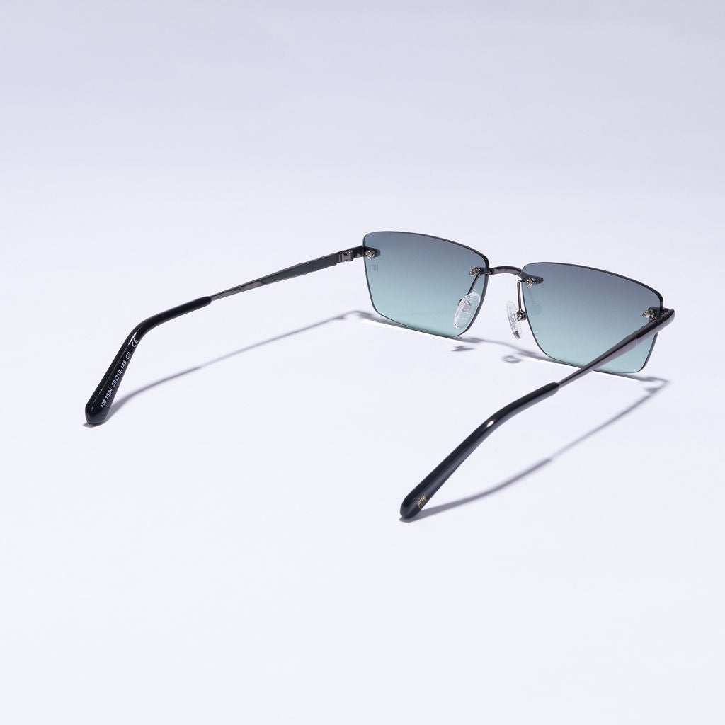 Tom Miller Select 003 rectangle sunglasses, gunmetal frame, green lens