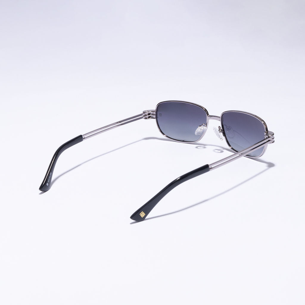 Tom Miller Select 004 rectangle sunglasses, silver frame, grey lens