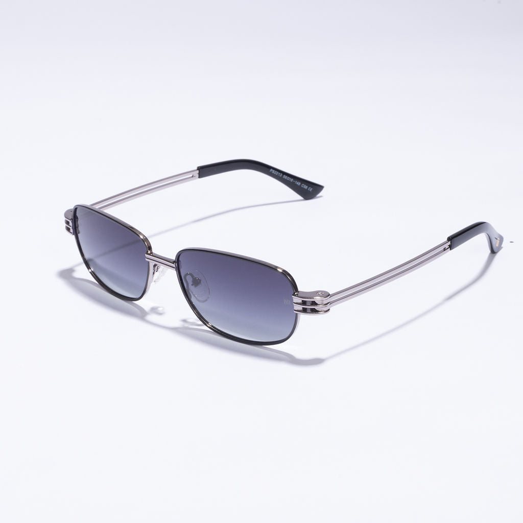 Tom Miller Select 004 rectangle sunglasses, silver frame, grey lens #Frame Color_Silver / Grey