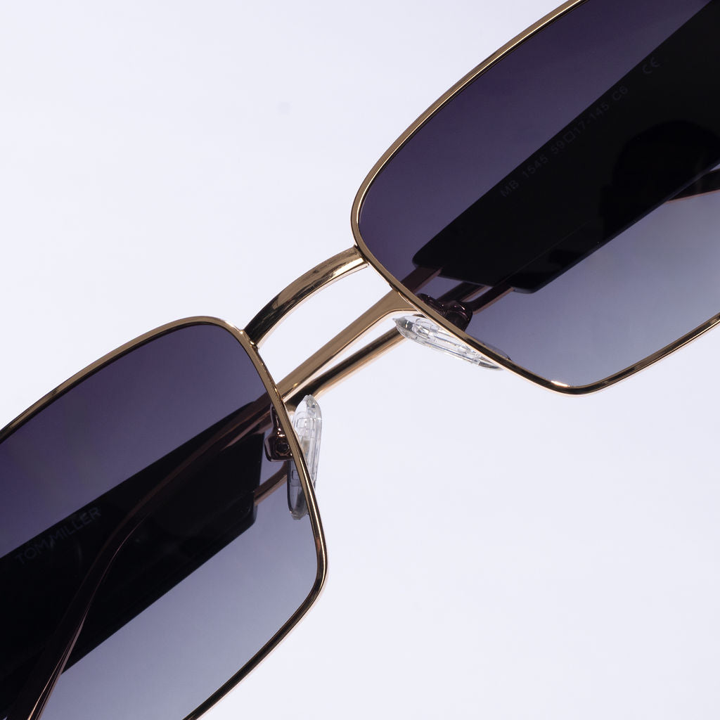 Tom Miller Elite 004 rectangle sunglasses, gold frame, grey lens