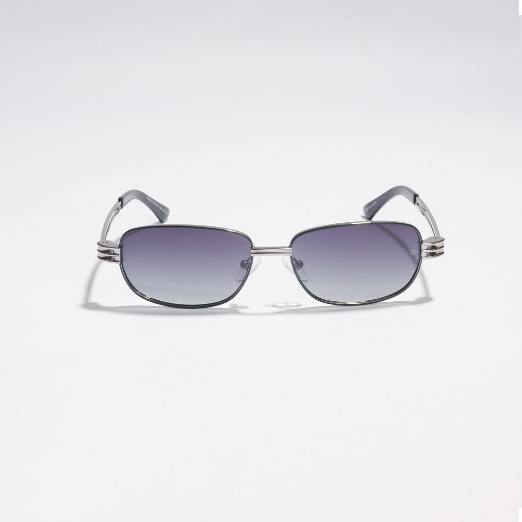 Tom Miller Select 004 rectangle sunglasses, silver frame, grey lens