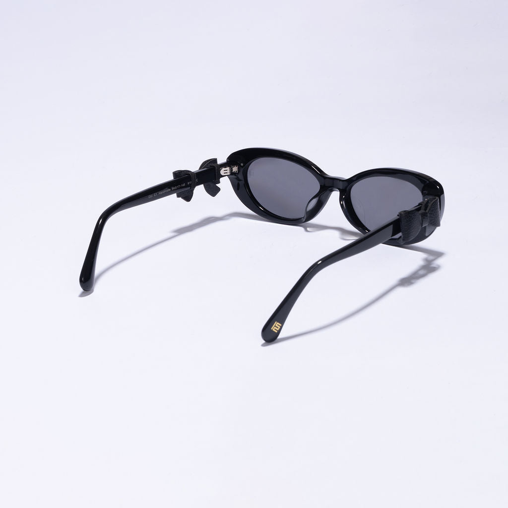 Tom Miller Elite 009 oval sunglasses, black frame, grey lens