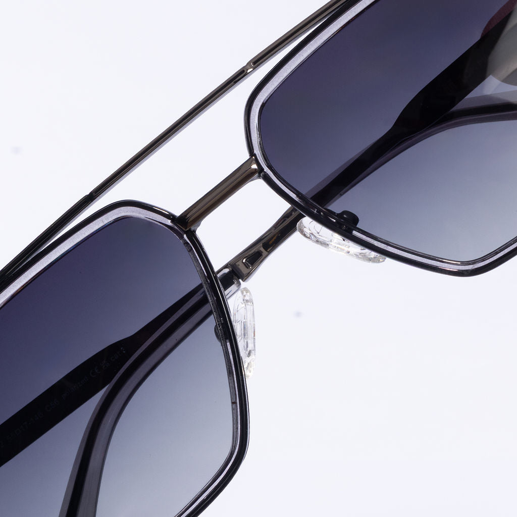Tom Miller Select 002 aviator sunglasses, silver frame, grey lens #Frame Color_Silver / Grey Lens