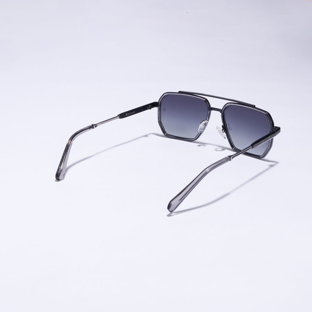 Tom Miller Select 002 aviator sunglasses, silver frame, grey lens #Frame Color_Silver / Grey Lens