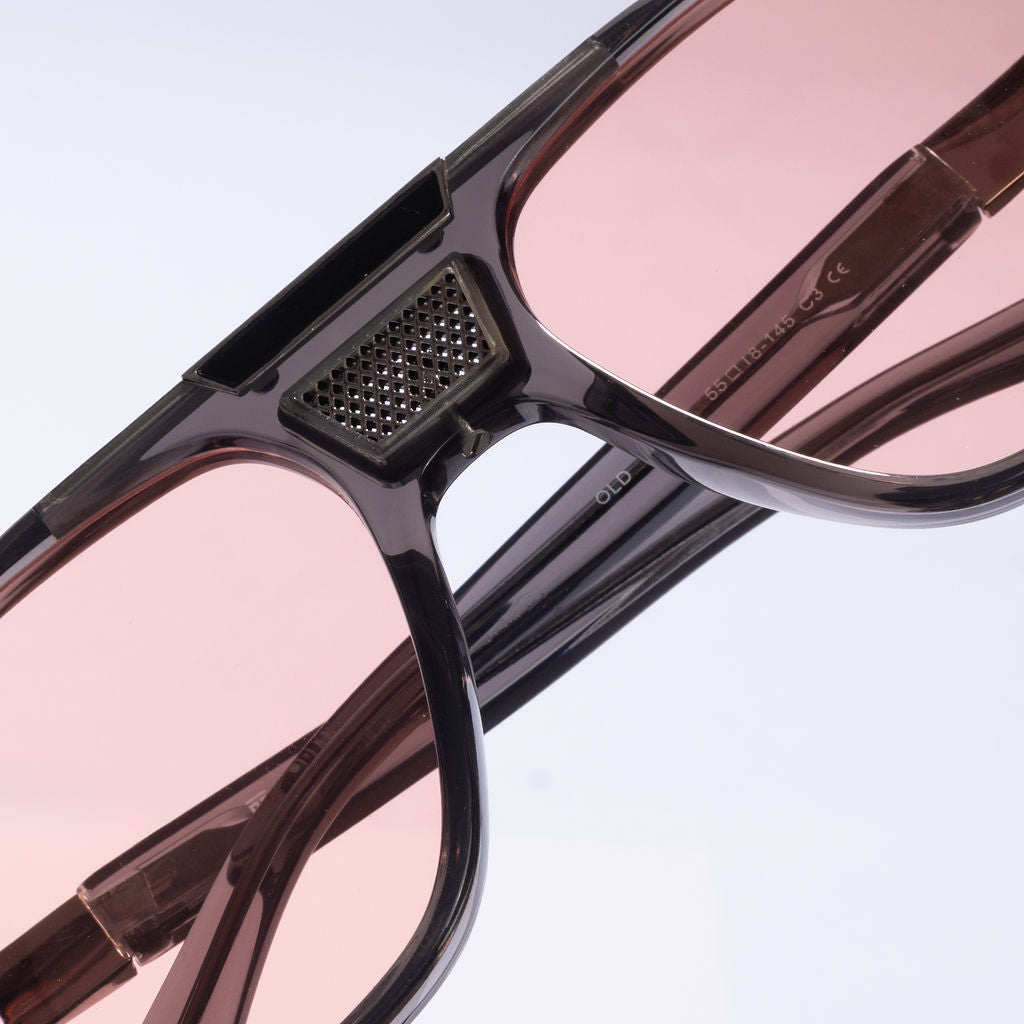 Tom Miller Elite 013 aviator sunglasses, grey frame, pink lens