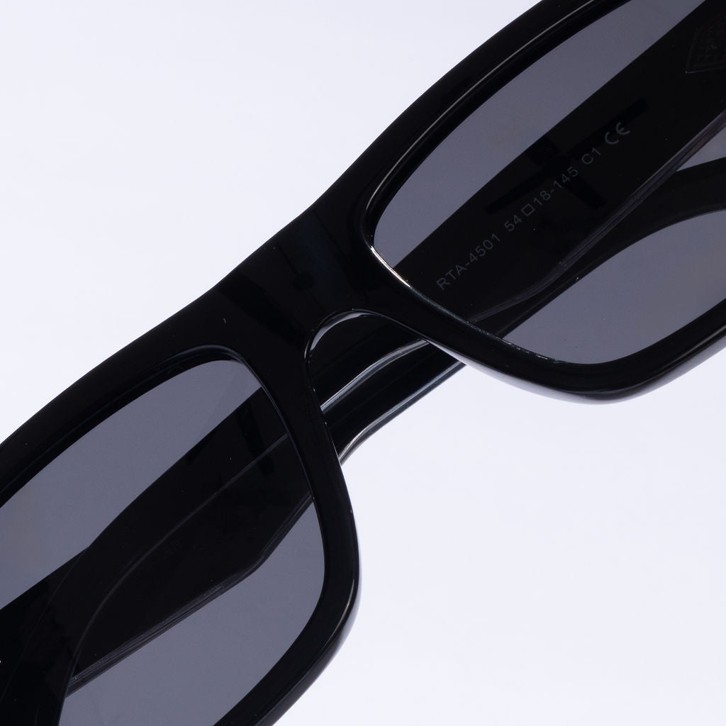Tom Miller Elite 002 square sunglasses, black frame, grey lens