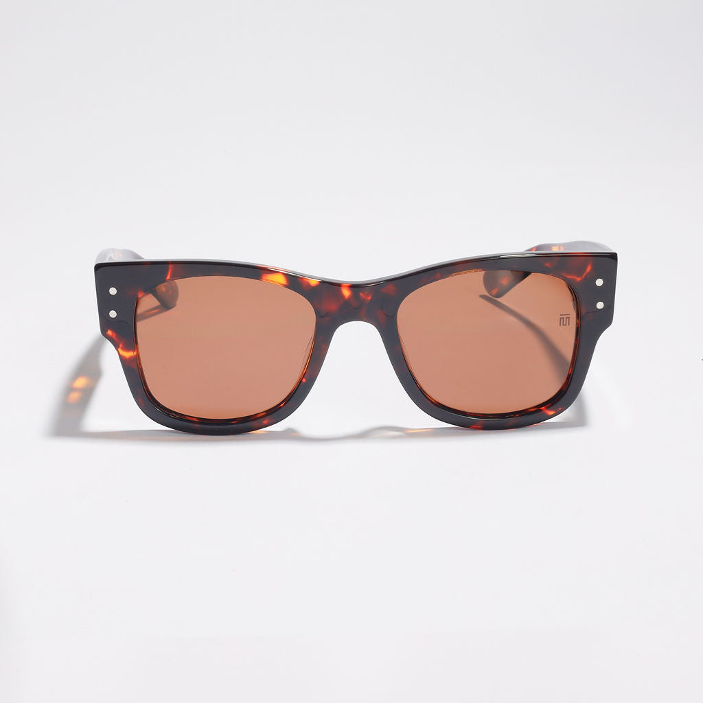 Tom Miller Elite 018 wayfarer sunglasses, tortoise frame, brown lens #Eyewear frame color_Tortoise / Brown Lens