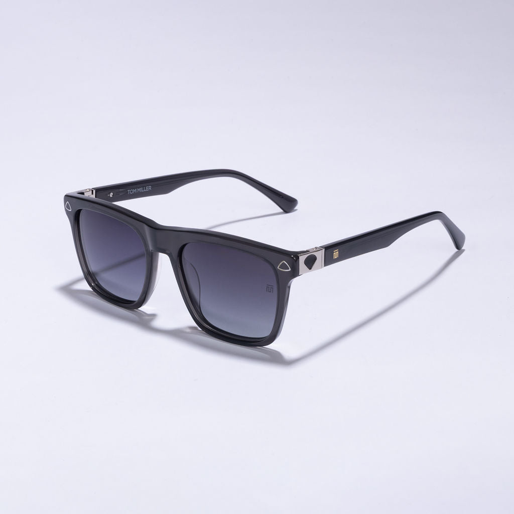 Tom Miller Elite 005 square sunglasses, grey frame, grey lens #Frame Color_Grey / Grey Lens