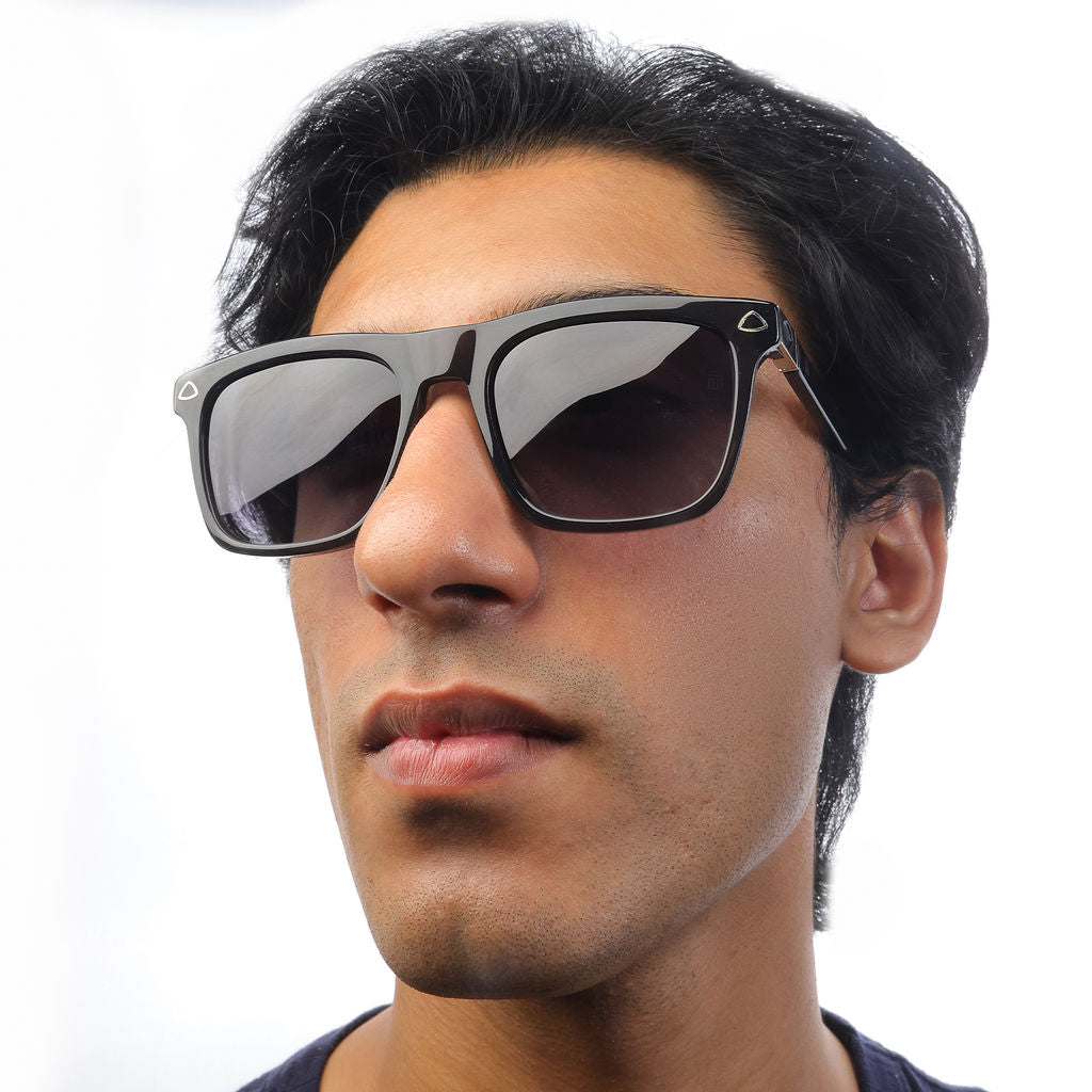 Tom Miller Elite 005 square sunglasses, grey frame, grey lens #Frame Color_Grey / Grey Lens