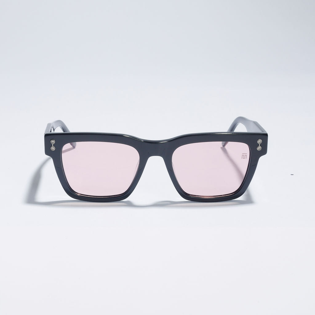 Tom Miller Elite 016 rectangle sunglasses, black frame, pink lens