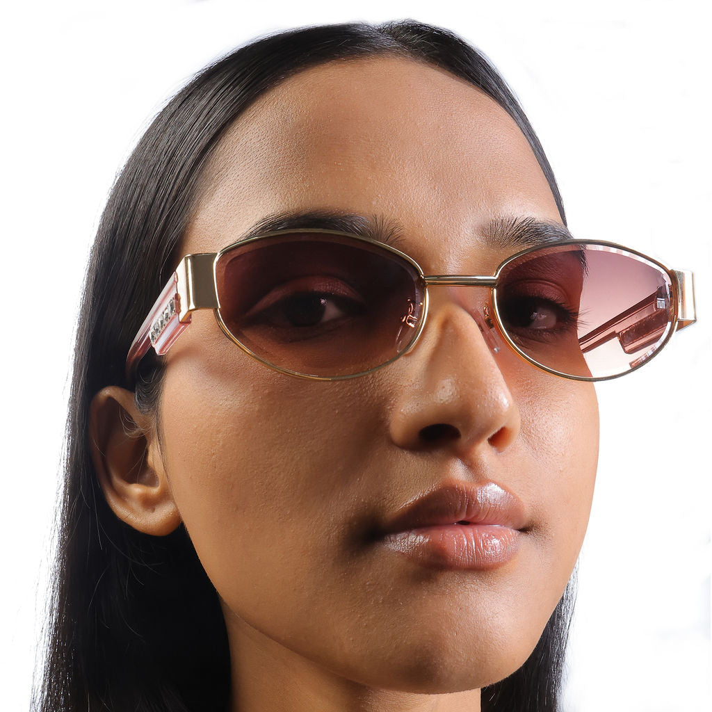 Tom Miller Essential 001 oval sunglasses, gold frame, pink lens