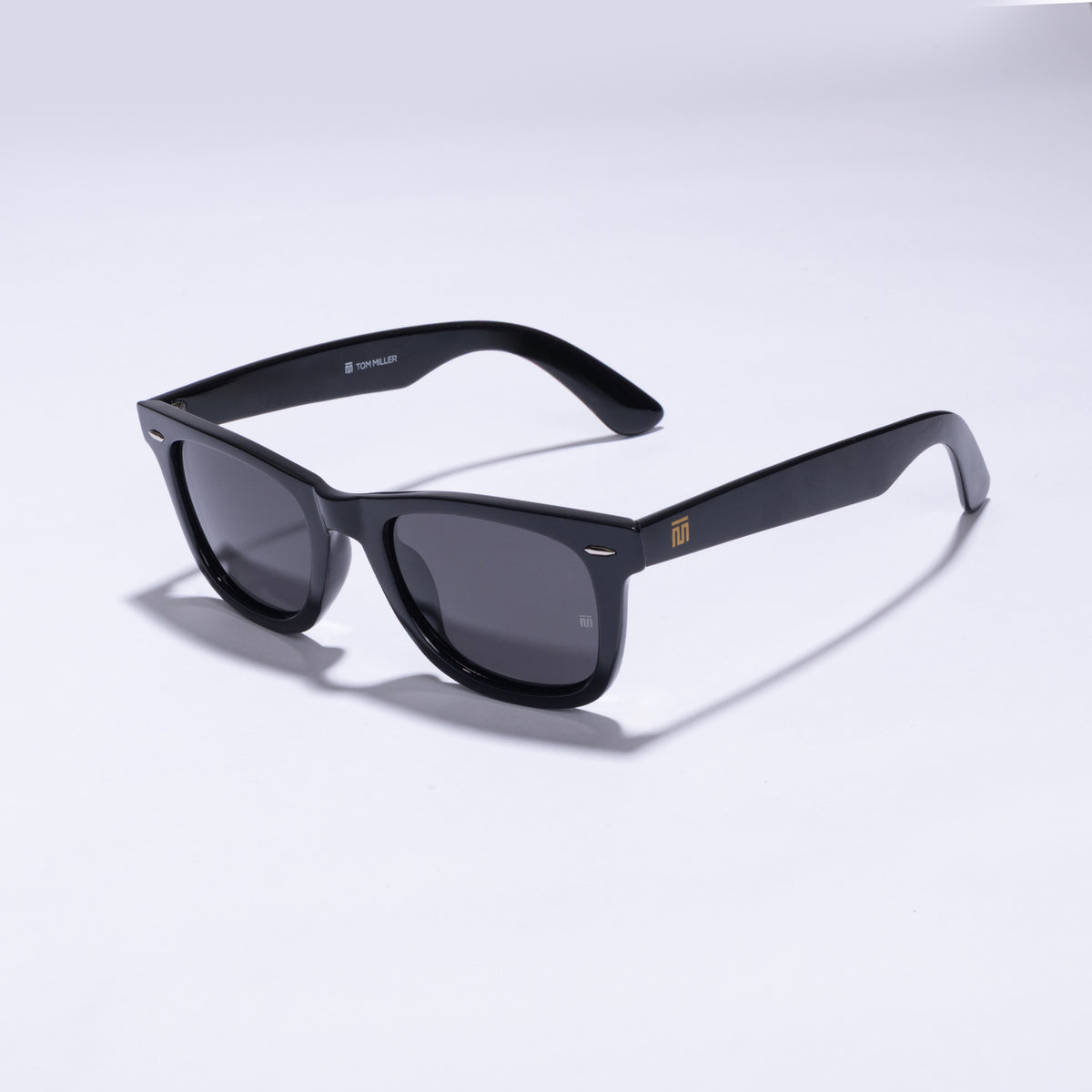 Tom Miller Essential 003 wayfarer sunglasses, black frame, black lens #Frame Color_Black / Black Lens