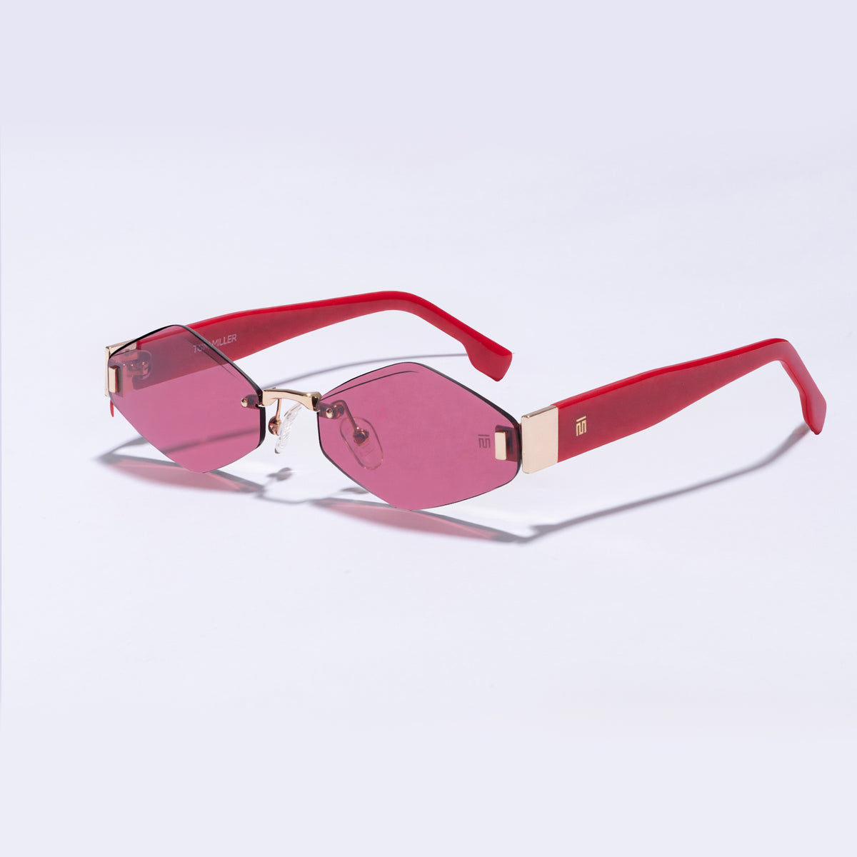 Tom Miller Elite 003 diamond sunglasses, red frame, red lens #Frame Color_Red / Red Lens