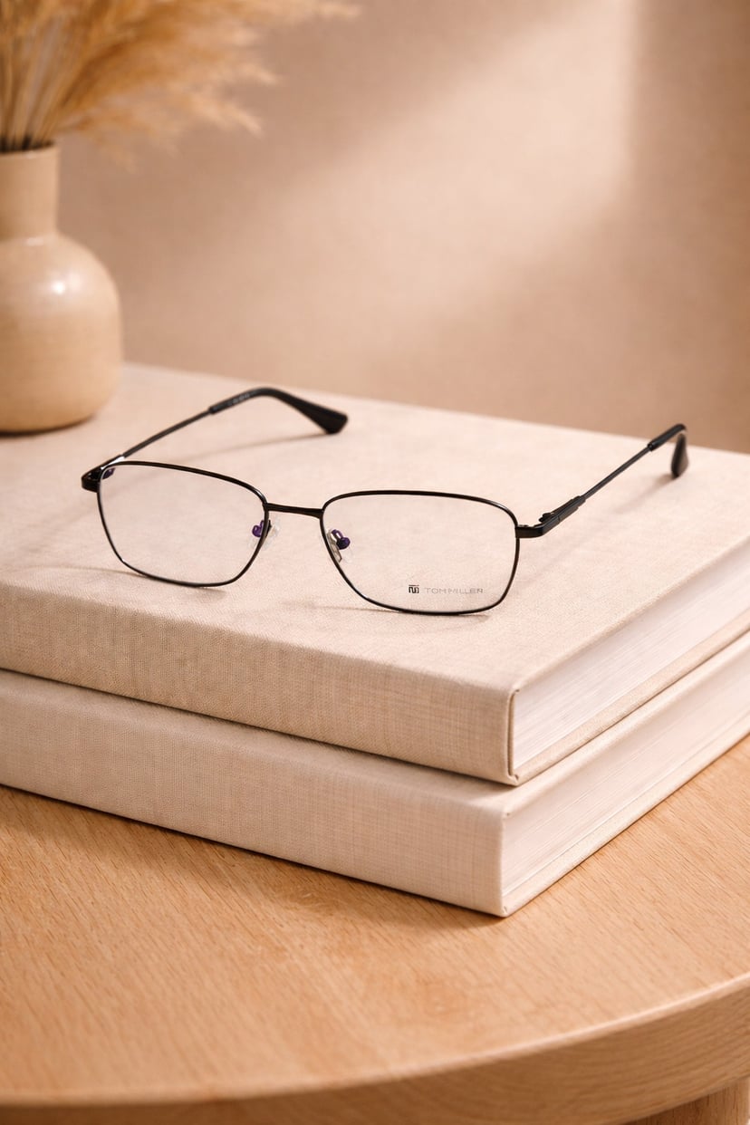 Square black acetate sunglasses with subtle gold temple detail