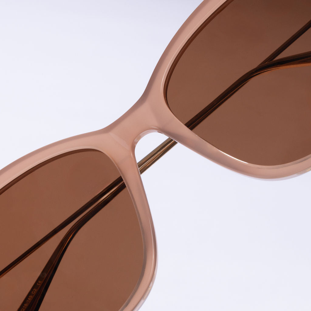 Tom Miller Elite 012 cat eye sunglasses, gold & pink frame, brown lens