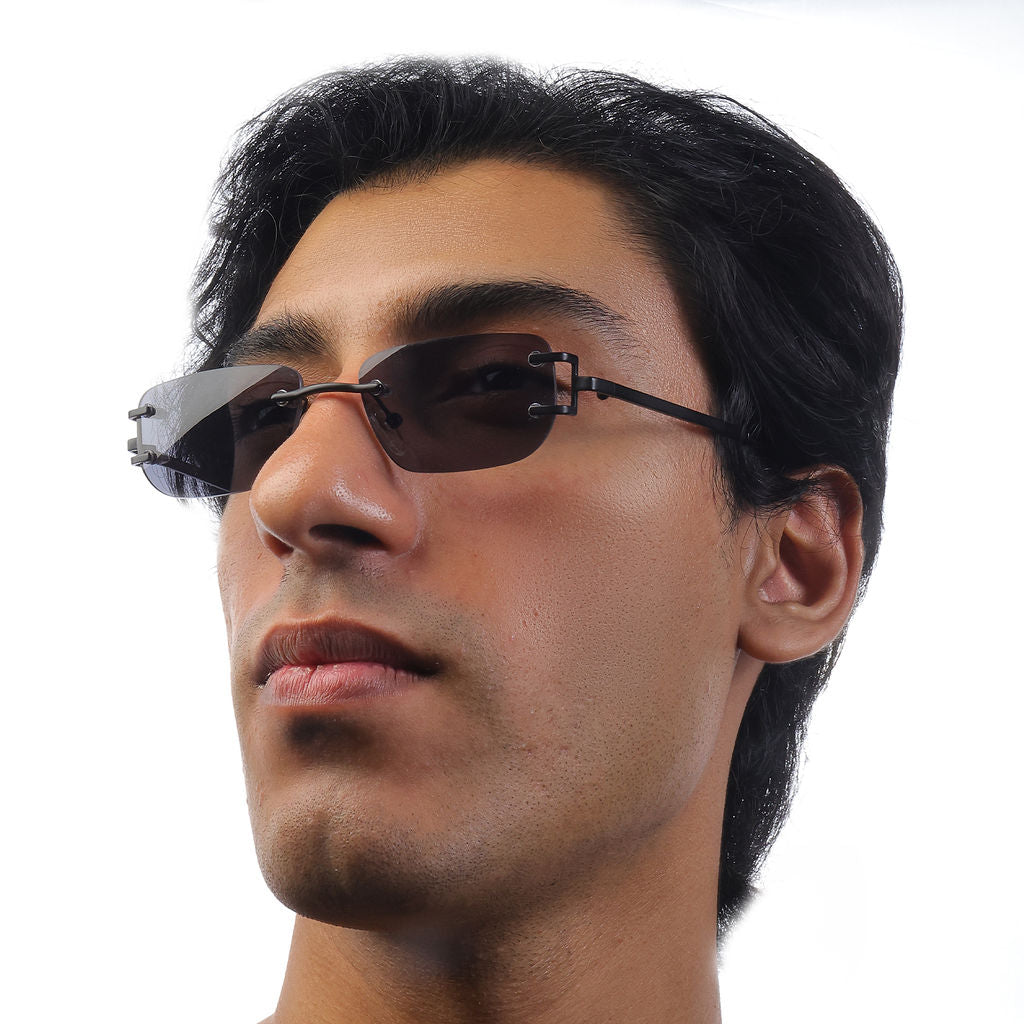 Tom Miller Select 011 rectangle sunglasses, black frame, black lens