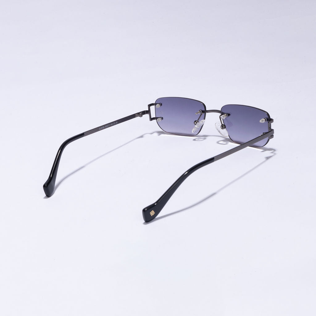 Tom Miller Select 011 rectangle sunglasses, black & silver frame, black lens