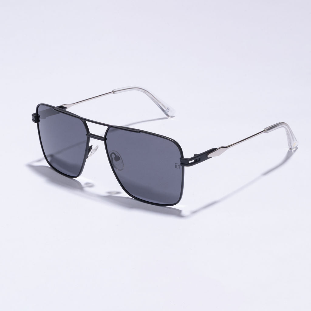Tom Miller Elite 007 square sunglasses, black frame, black lens #Frame Color_Black / Black Lens