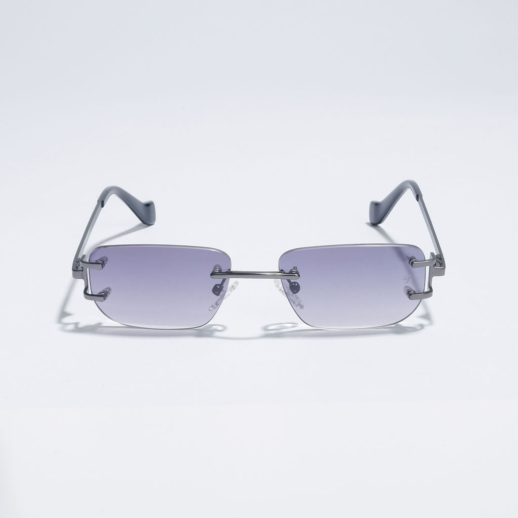 Tom Miller Select 011 rectangle sunglasses, black & silver frame, black lens