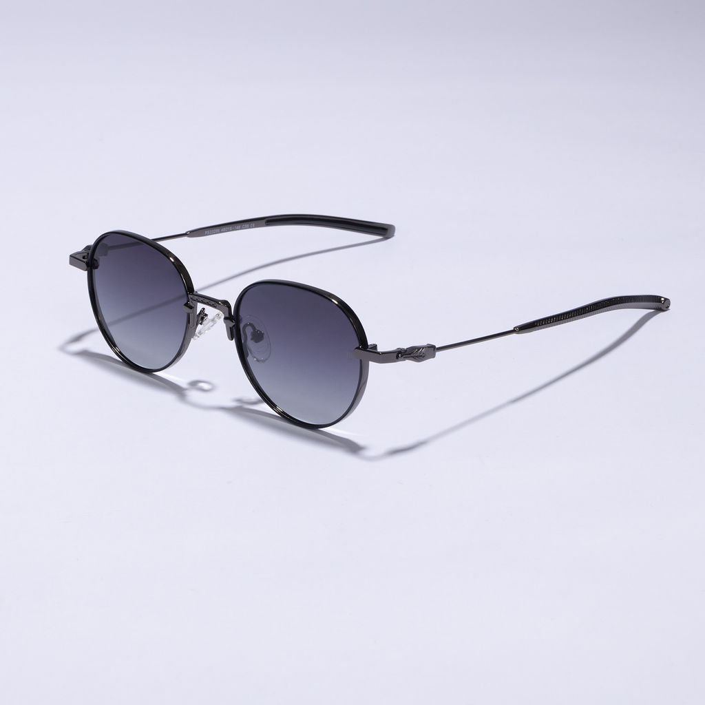 Tom Miller Select 005 round sunglasses, gunmetal frame, grey lens #Frame Color_Gun Metal / Grey