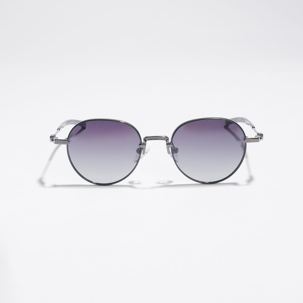 Tom Miller Select 005 round sunglasses, gunmetal frame, grey lens #Frame Color_Gun Metal / Grey