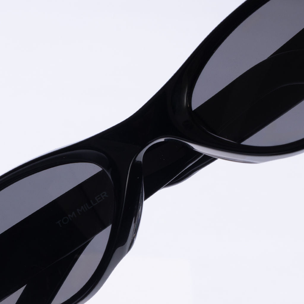 Tom Miller Elite 010 oval sunglasses, black frame, grey lens