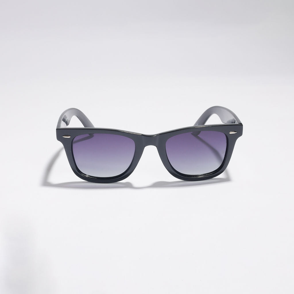 Tom Miller Essential 003 wayfarer sunglasses, black frame, grey lens