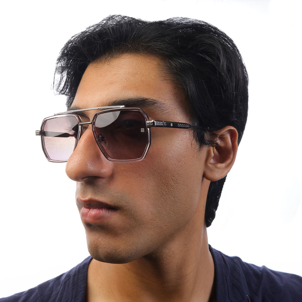 Tom Miller Select 002 aviator sunglasses, multi frame, pink lens #Frame Color_Multi / Pink Lens