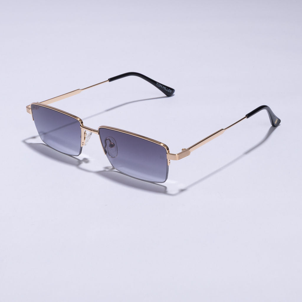 Tom Miller Select 001 rectangle sunglasses, gold frame, grey lens #Frame Color_Gold / Grey Lens