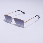 Tom Miller Select 001 rectangle sunglasses, gold frame, grey lens #Frame Color_Gold / Grey Lens