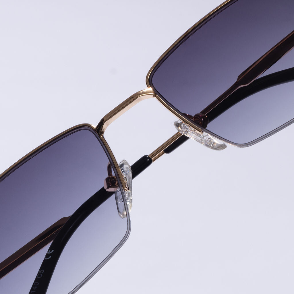 Tom Miller Select 001 rectangle sunglasses, gold frame, grey lens #Frame Color_Gold / Grey Lens