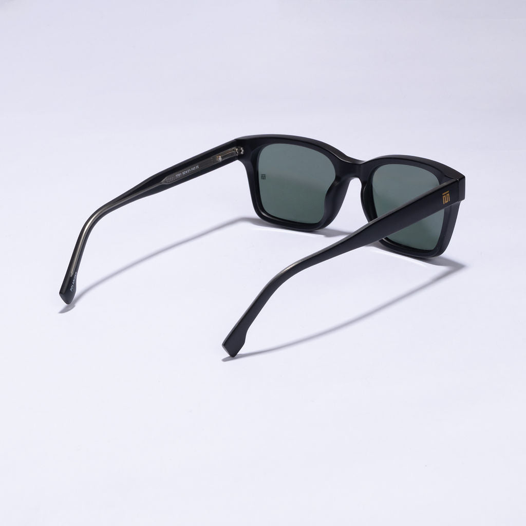 Tom Miller Essential 002 square sunglasses, black frame, green lens