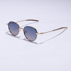 Tom Miller Select 005 round sunglasses, gold frame, blue lens #Frame Color_Gold / Blue