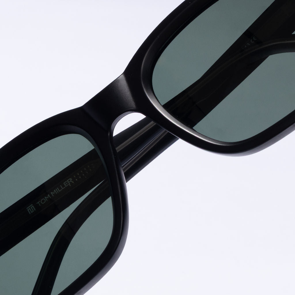 Tom Miller Essential 002 square sunglasses, black frame, green lens