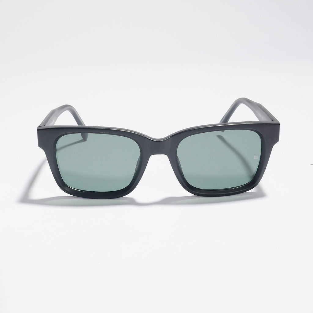 Tom Miller Essential 002 square sunglasses, black frame, green lens