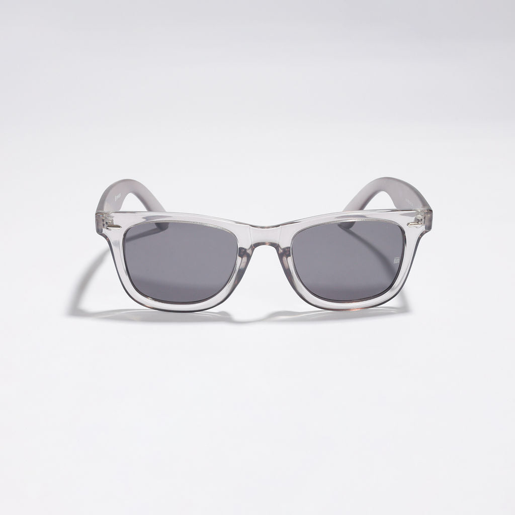 Tom Miller Essential 003 wayfarer sunglasses, grey frame, black lens
