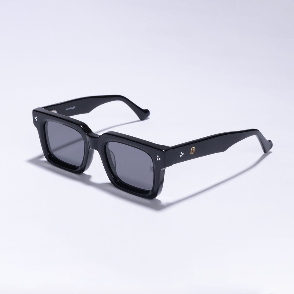 Tom Miller Elite 006 square sunglasses, black frame, black lens #Frame Color_Black / Black Lens